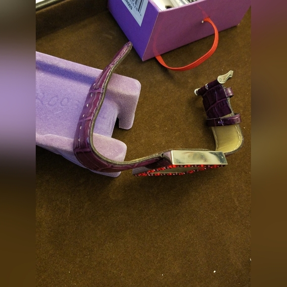 NIB Red by Waltham Wrist Watch Purple Faux Stones Alligator Band - Picture 16 of 16